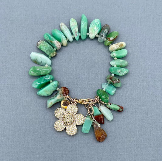 Australian Chrysoprase Nugget Flower Bracelet