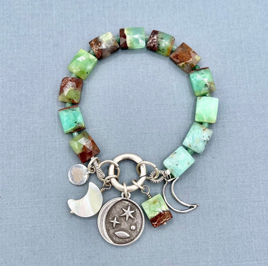 Australian Chrysoprase Moon Bracelet