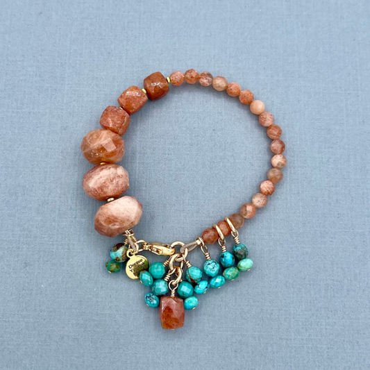 Sunstone and Turquoise Bracelet