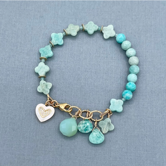 Peruvian Amazonite Flower Bracelet