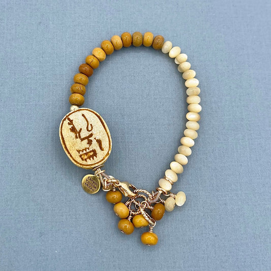 Scarab Yellow Mookaite Bracelet