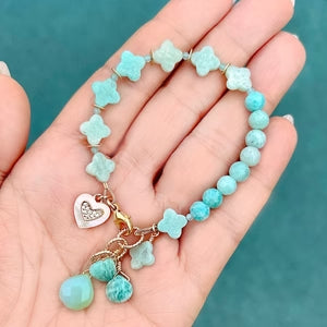 Peruvian Amazonite Flower Bracelet