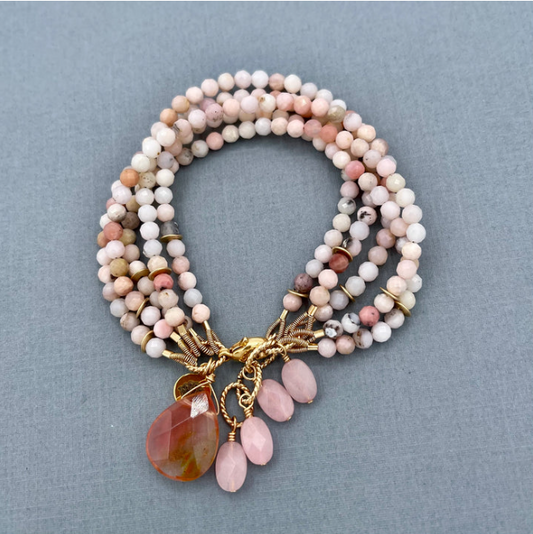 Pink Opal 5 Row Bracelet